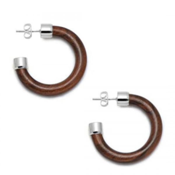 Branch Rosewood/Silver Hoop Earrings
