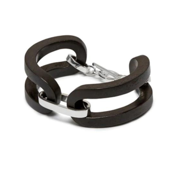 Branch Open Sided Bracelet Silver/Black