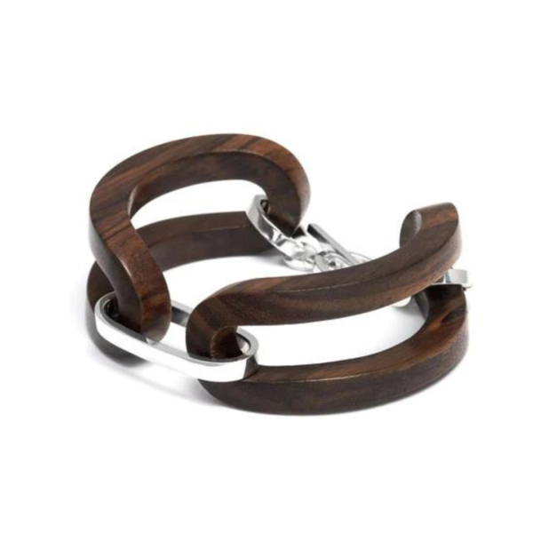 Branch Open Sided Bracelet Silver/Rosewood