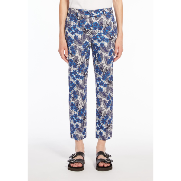 Max Mara Weekend RAVELLO Blue Palm Print Trousers