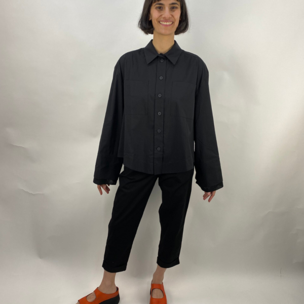 Nu Black Shirt With Organza Trim