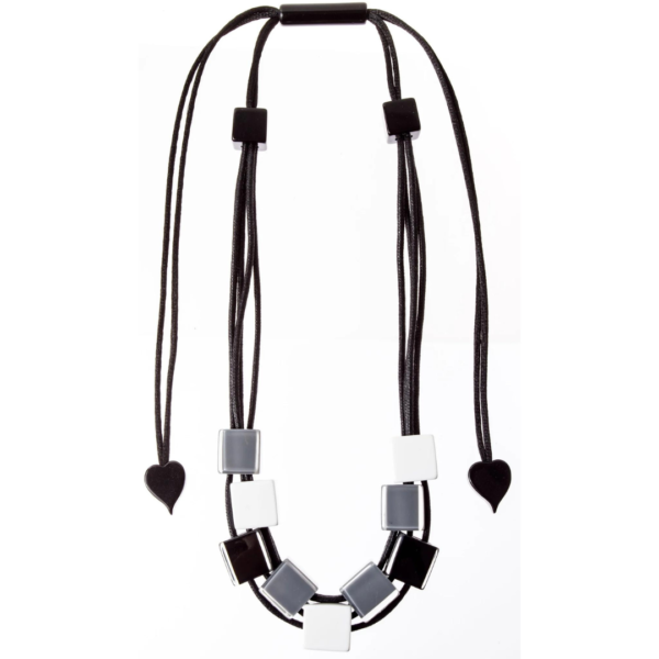 Zsiska Cubist Necklace in Black And White Multi