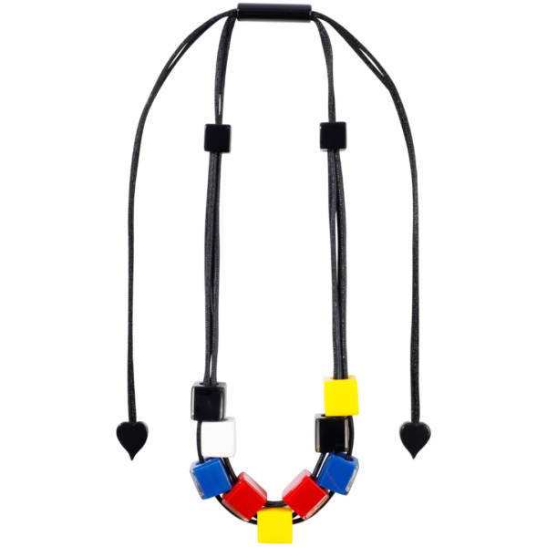 Zsiska Cubist Necklace in Red Multi