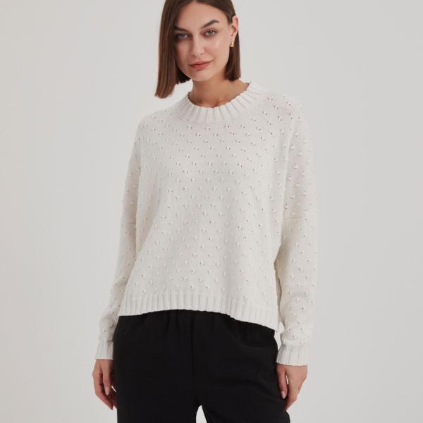 Tirelli Textured Spot Knit in Ivory