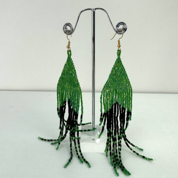 LoveRocks Green Beaded Long Earrings