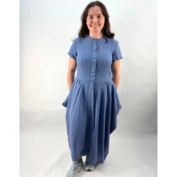 Grizas Blue Dress With Short Sleeves