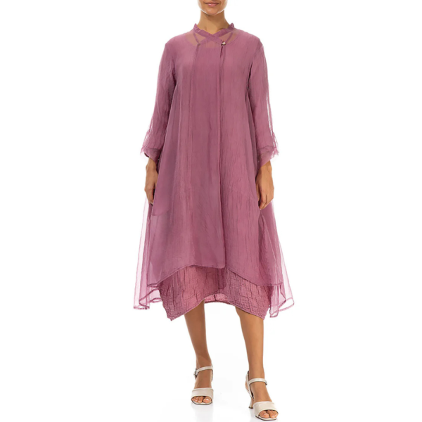 Grizas Long Silk Coat Dusky Pink