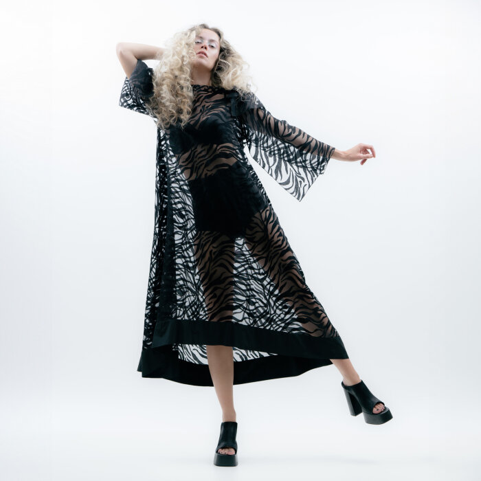Xenia TREP Self Patterned Dress in Black - Image 4