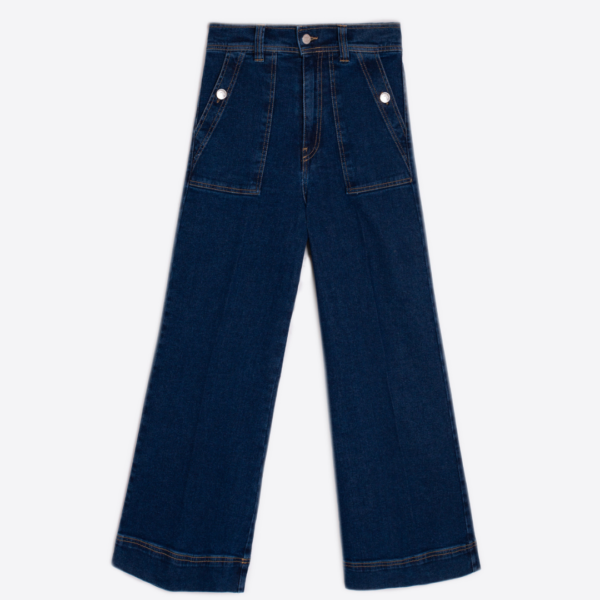 Vilagallo High Waisted Wide Leg Denim Trousers