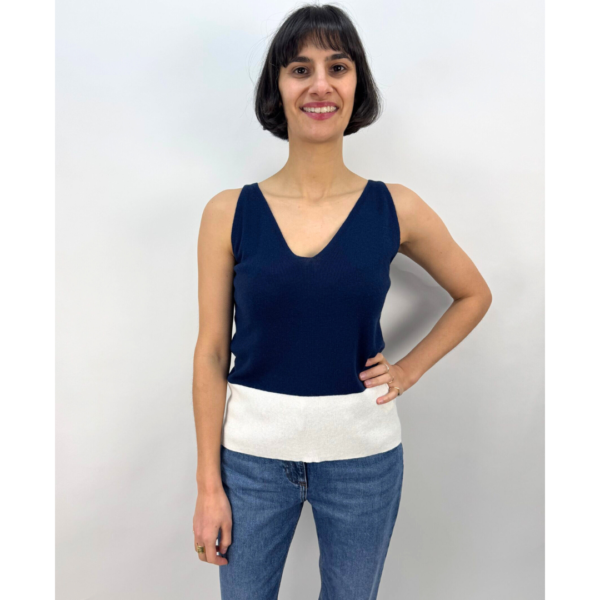 Estheme Cotton and Cashmere Tank Top in Eclipse and Creme
