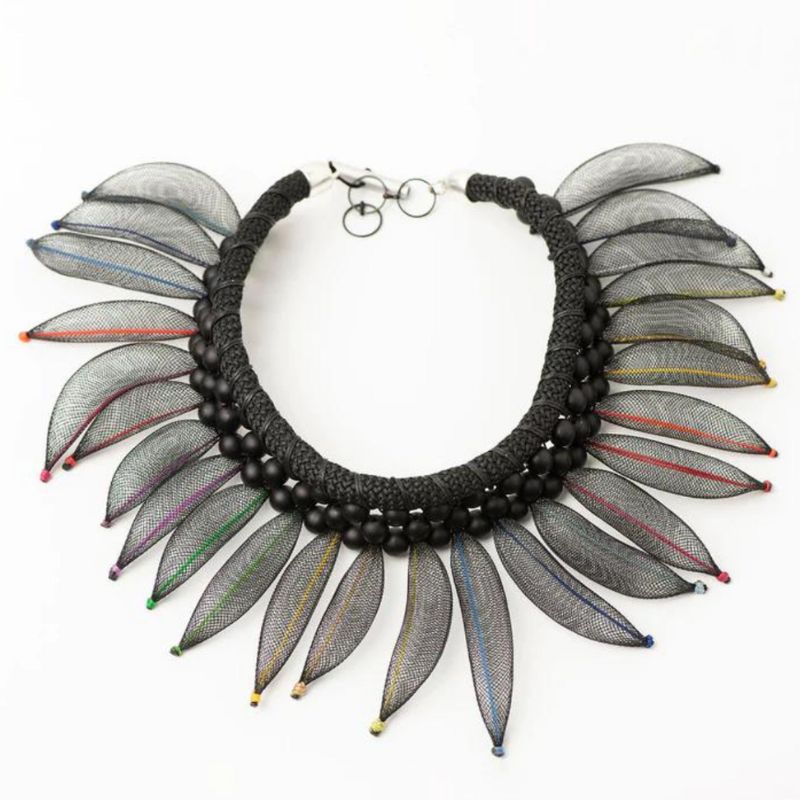 Necklace Beads With Net Black