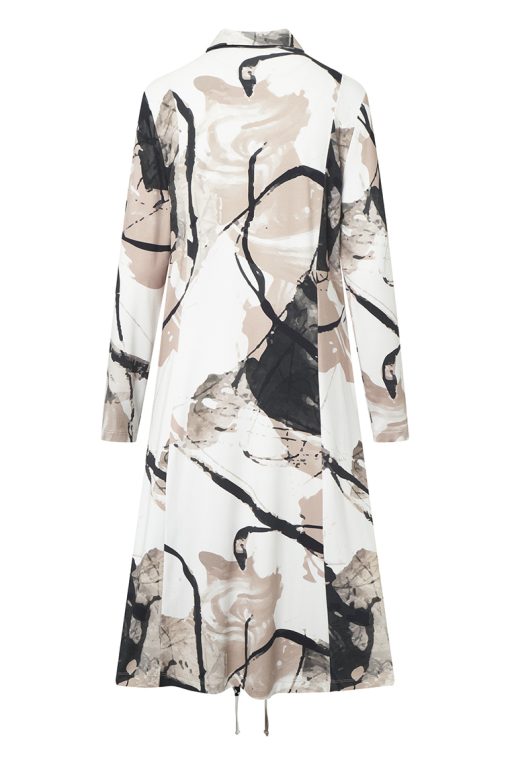 Elsewhere Long Print Jersey Cardigan with Wrinkle Detail - Image 4