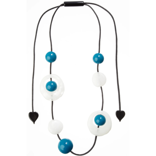 Zsiska Ori Long Necklace in Turquoise/White Bead