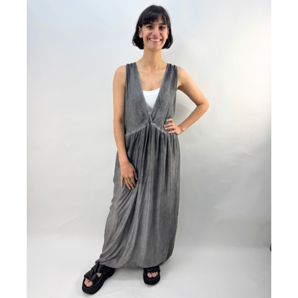 Baci Overlap V-Neck Midi Dress Onyx