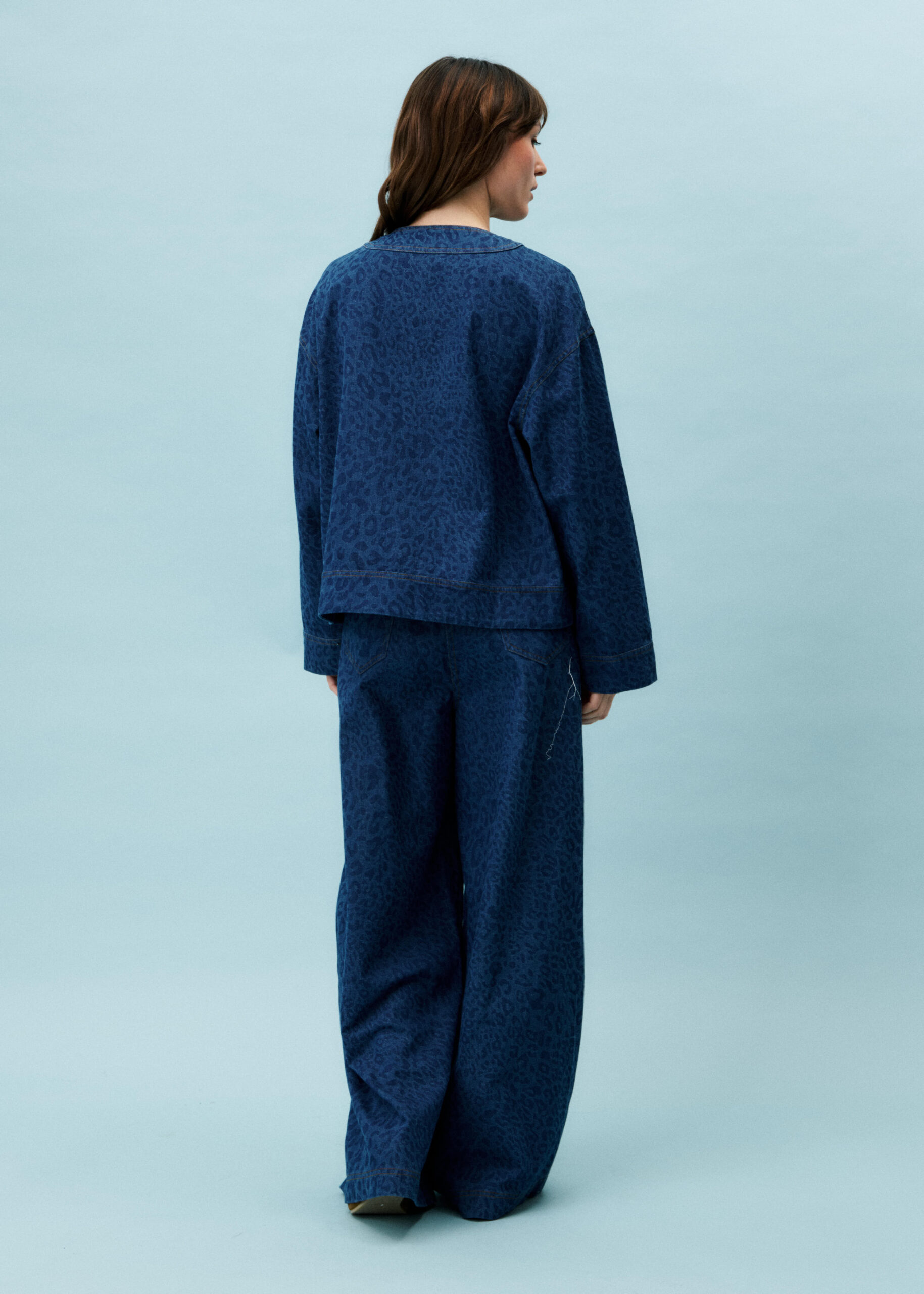 FRNCH Azure Denim Trousers in Leopard Print - Image 3