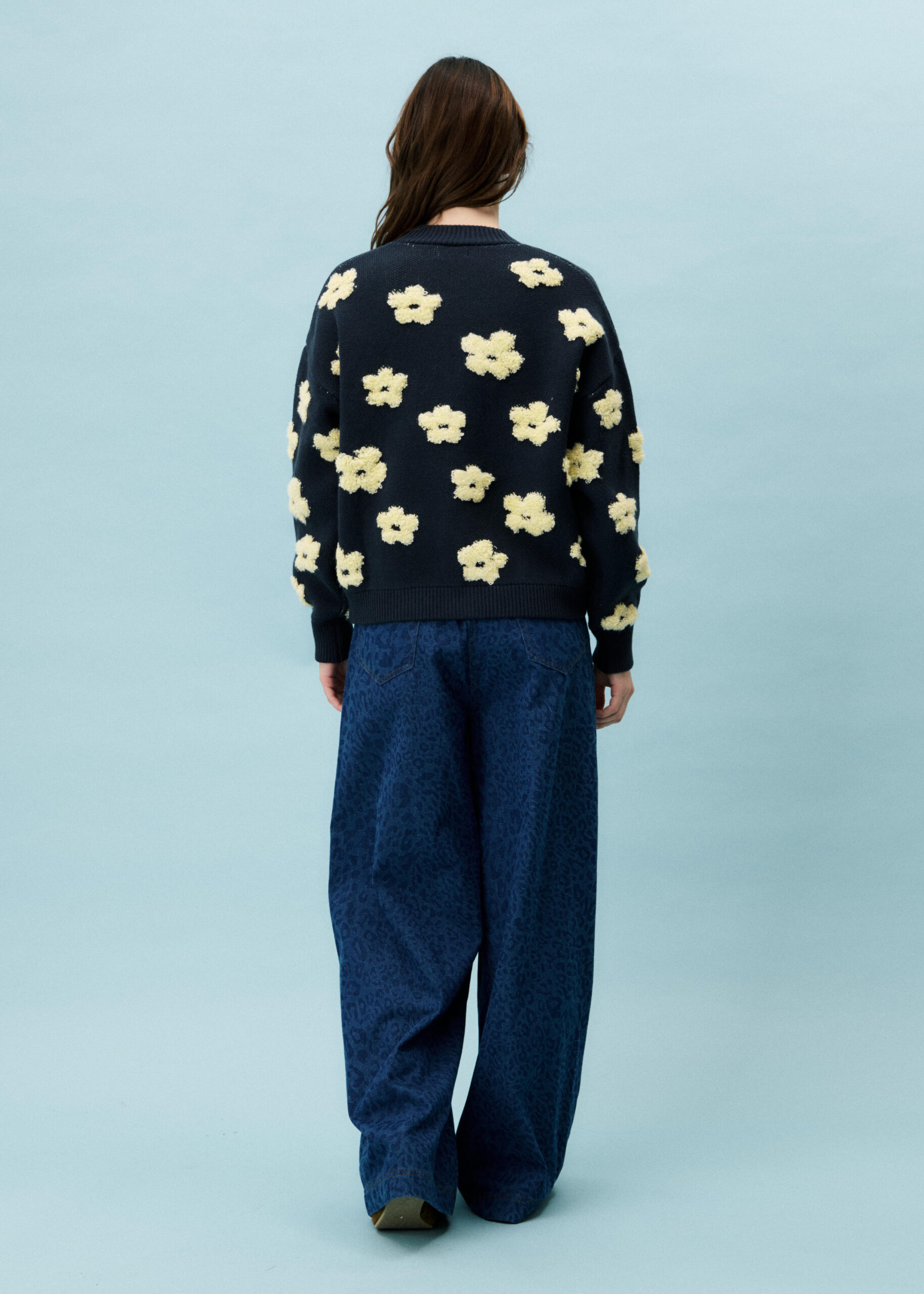 FRNCH Bergenia Cardigan in Navy Blue - Image 3