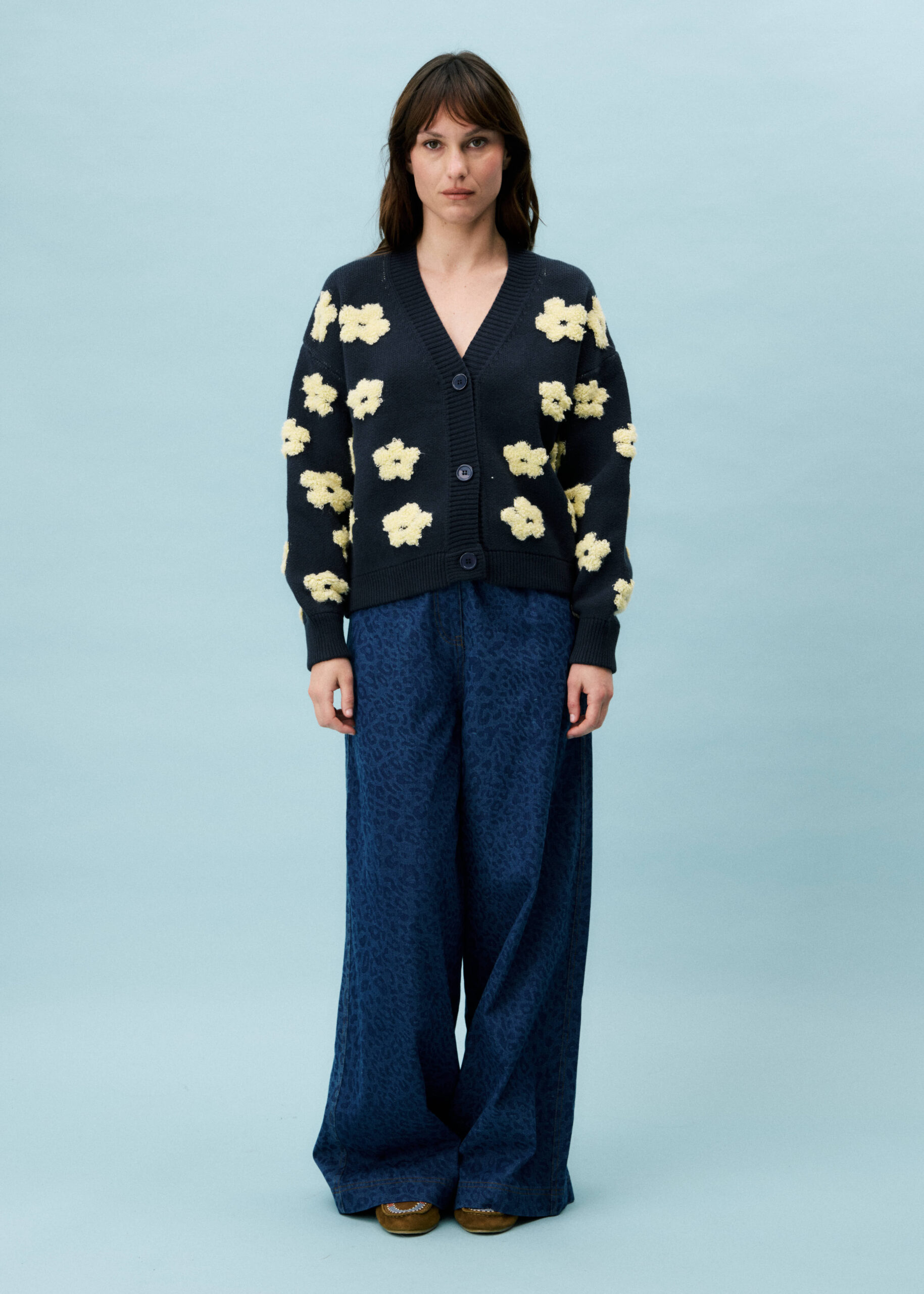 FRNCH Bergenia Cardigan in Navy Blue - Image 2