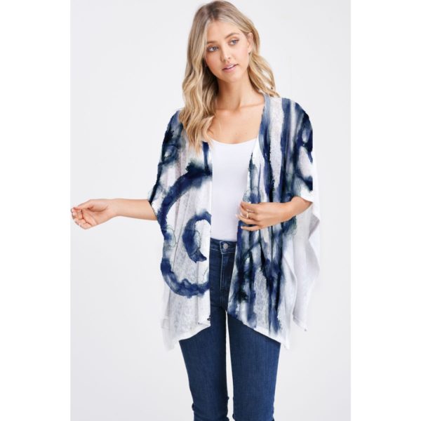 ET Lois Fine Knit Wrap In Blue Multi