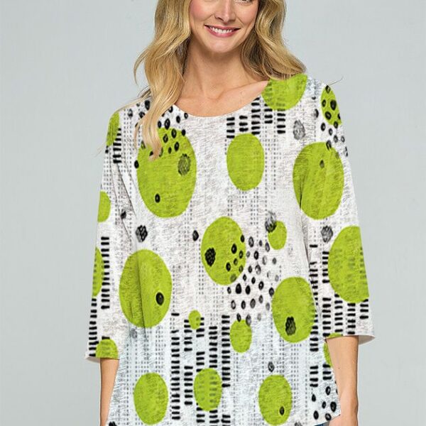 ET Lois Honey Scoop Neck Fine Knit Top Lime