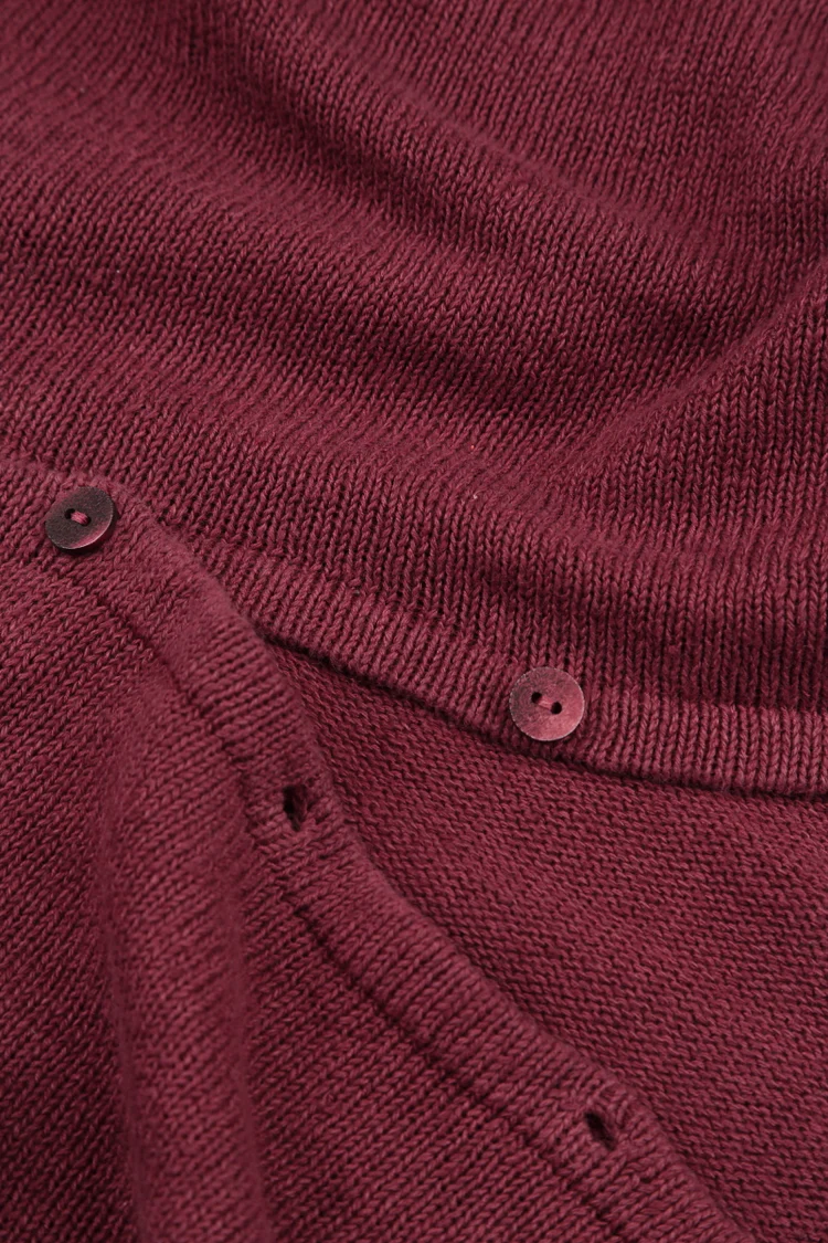 Grizas Short Linen Cardigan In Raisin - Image 5