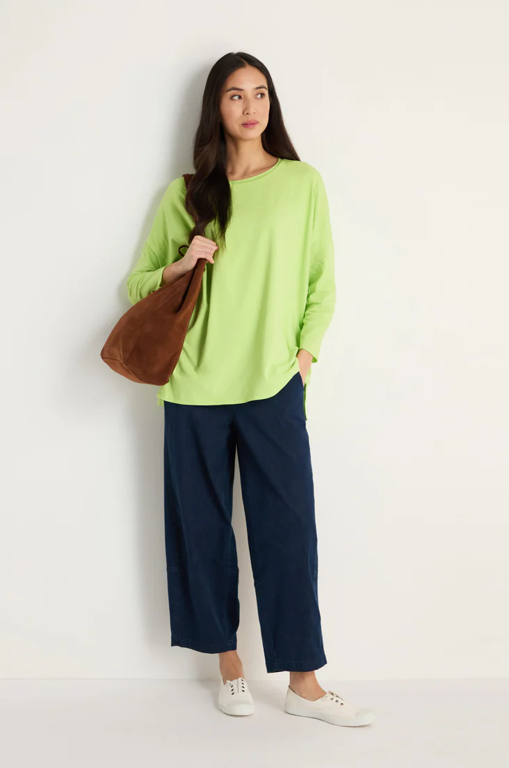 Sahara Lime Cotton Jersey Relaxed Top - Image 2