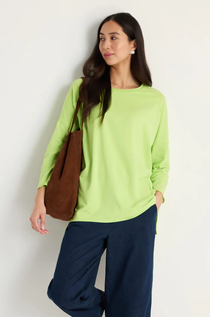 Sahara Lime Cotton Jersey Relaxed Top - Image 3