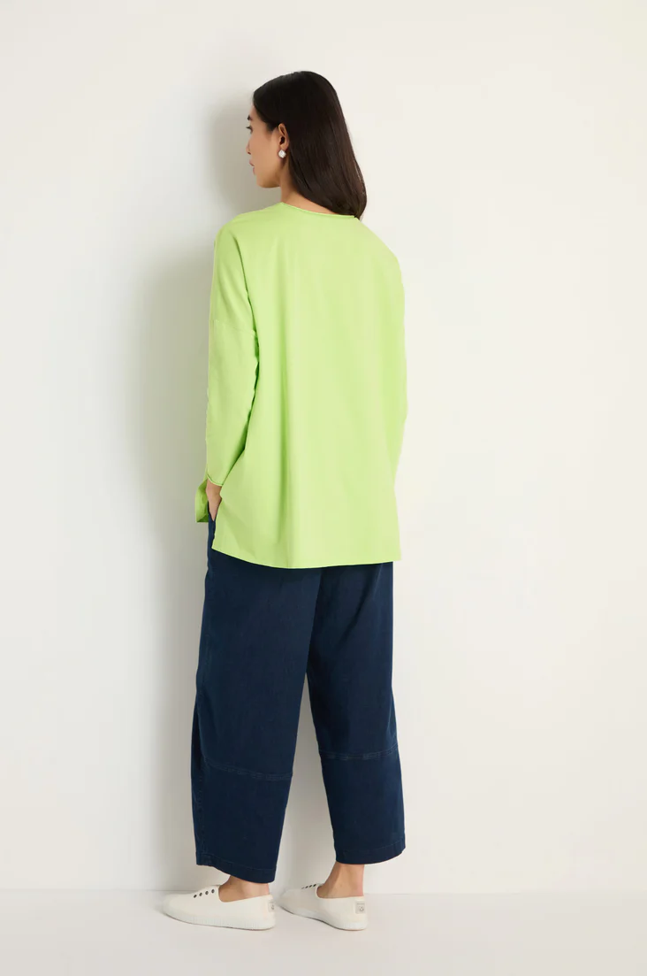Sahara Lime Cotton Jersey Relaxed Top - Image 4