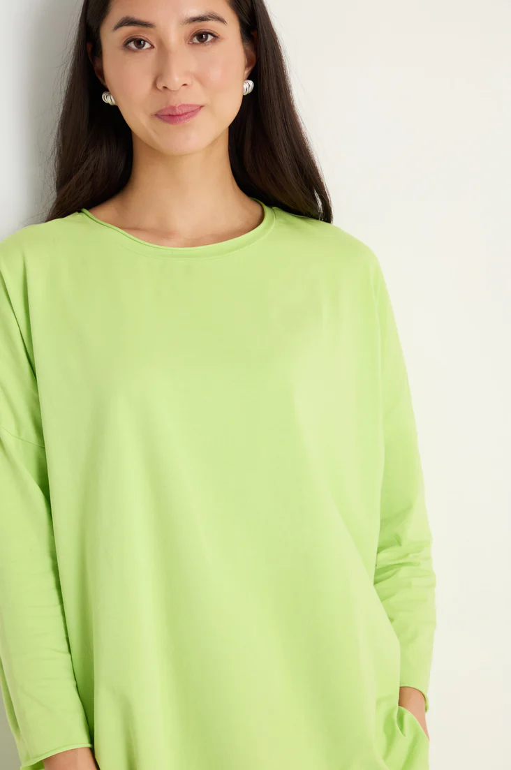 Sahara Lime Cotton Jersey Relaxed Top - Image 5