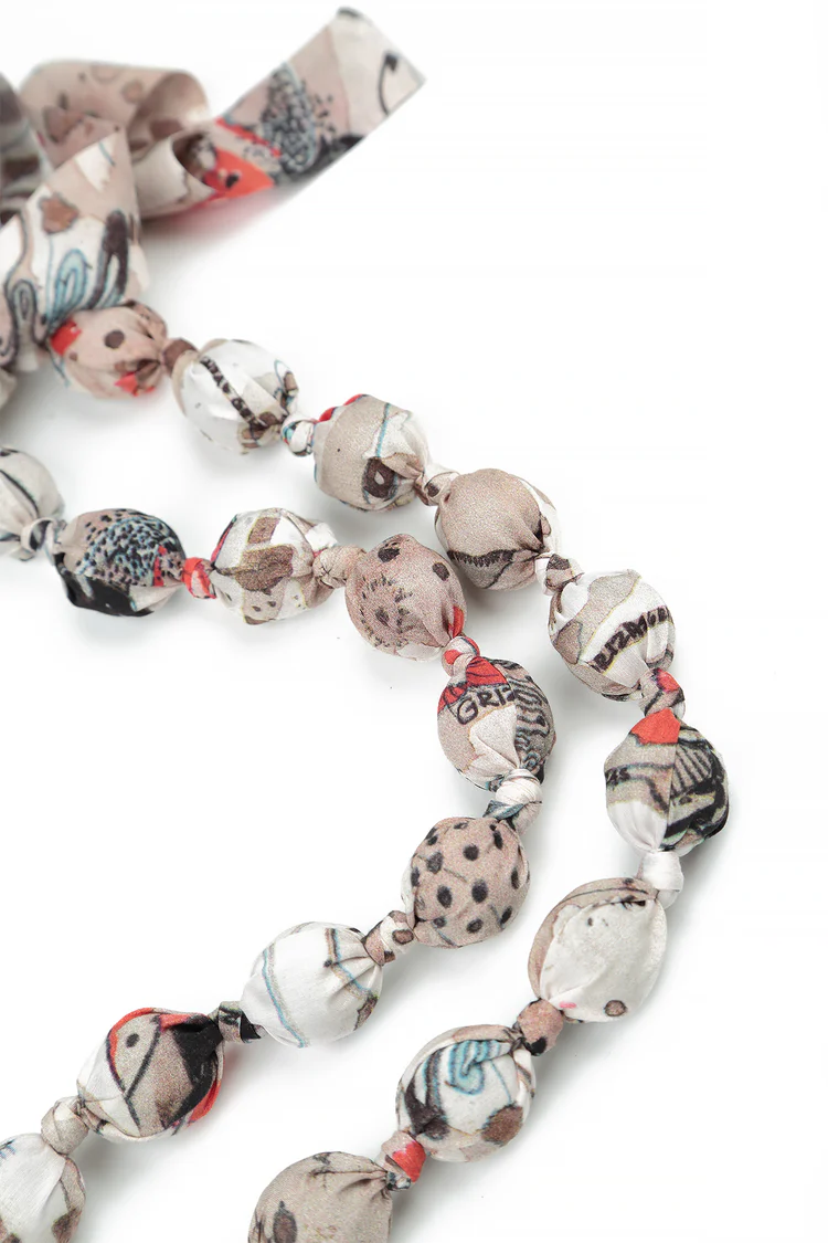 Grizas Silk Mix Bead Necklace In Stone Multi - Image 2