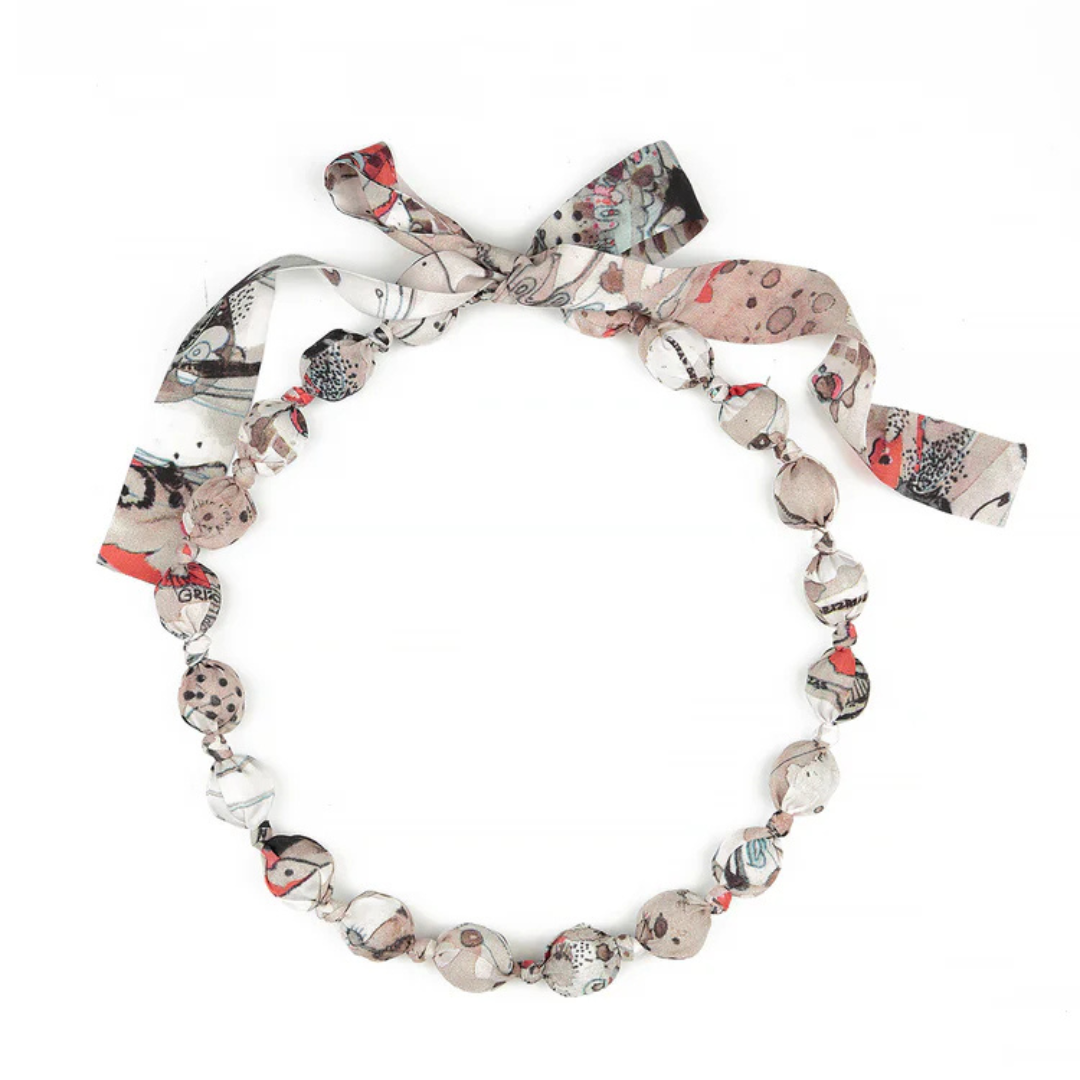 Grizas Silk Mix Bead Necklace In Stone Multi