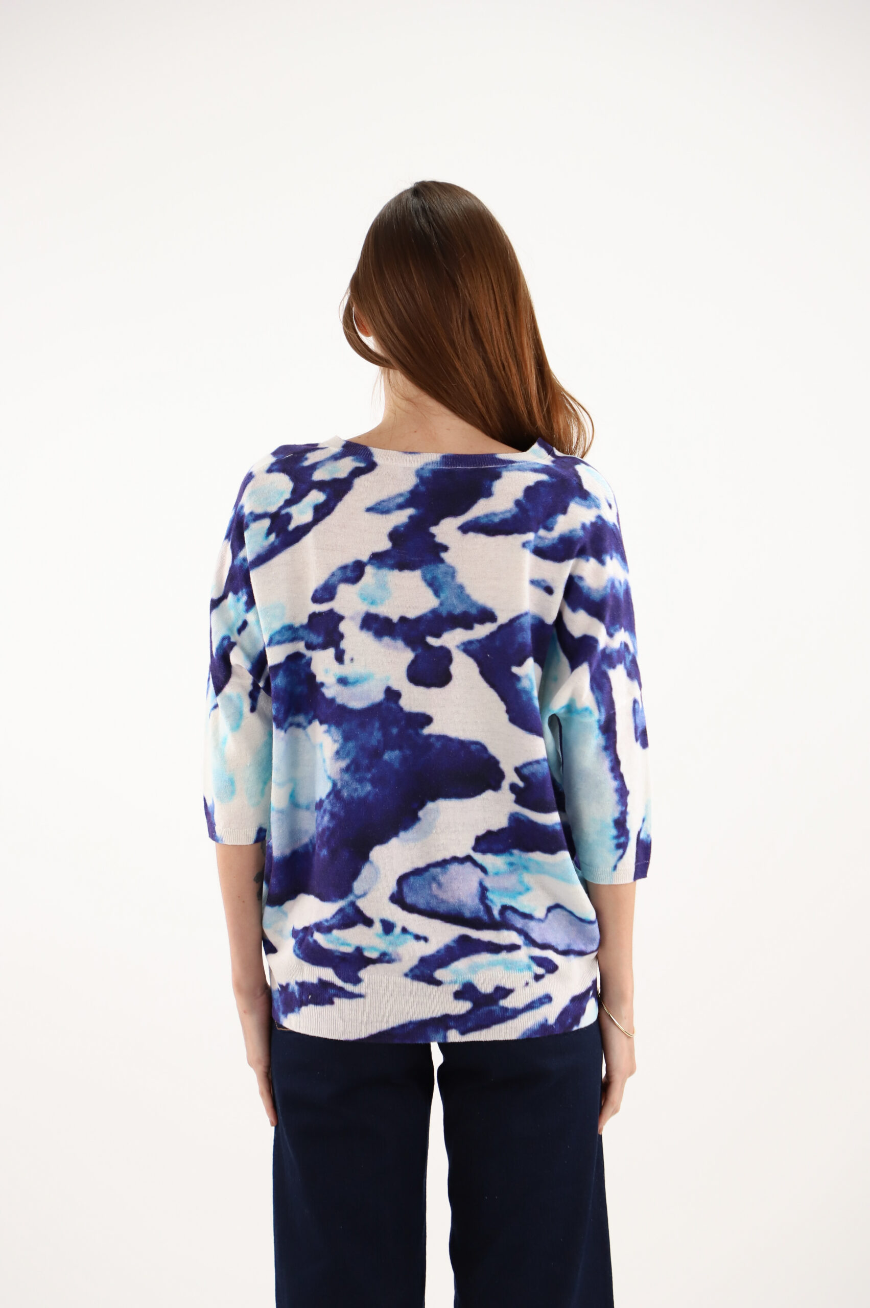 Estheme V Neck Sweater Tie-dye Blue Multi - Image 3