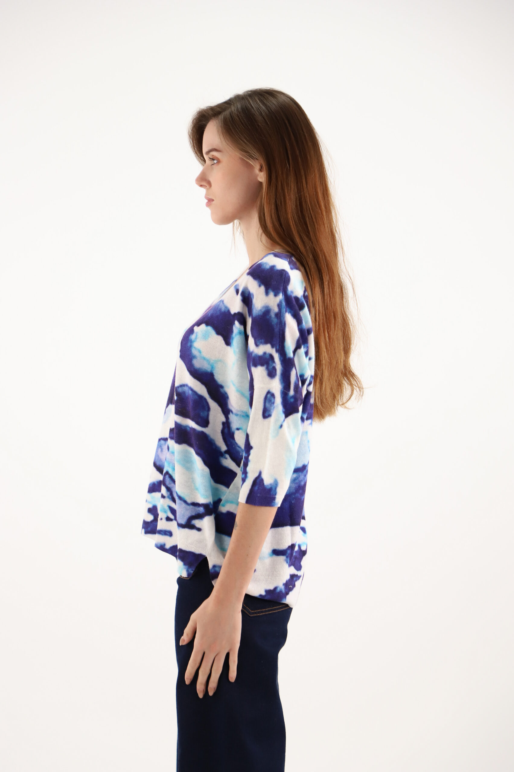 Estheme V Neck Sweater Tie-dye Blue Multi - Image 4