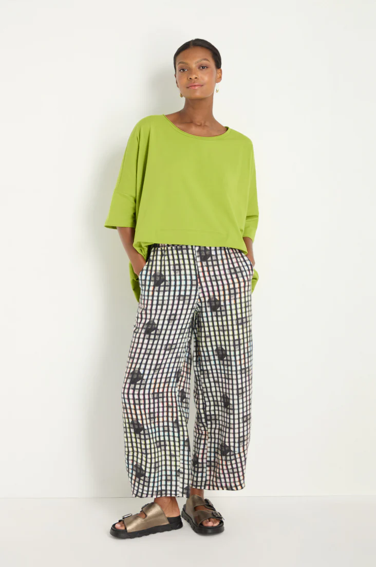 Luukaa Clarisse Linen Trousers In Black And White Check - Image 2