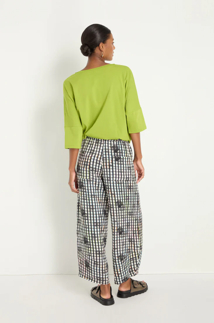 Luukaa Clarisse Linen Trousers In Black And White Check - Image 3