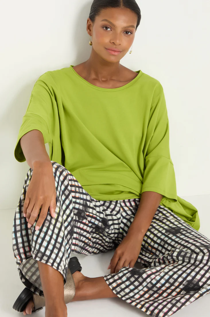 Luukaa Clarisse Linen Trousers In Black And White Check - Image 4