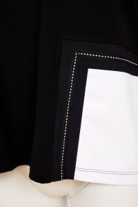Naya Round Neck Top With Contrast Pocket In Black And White - Image 4
