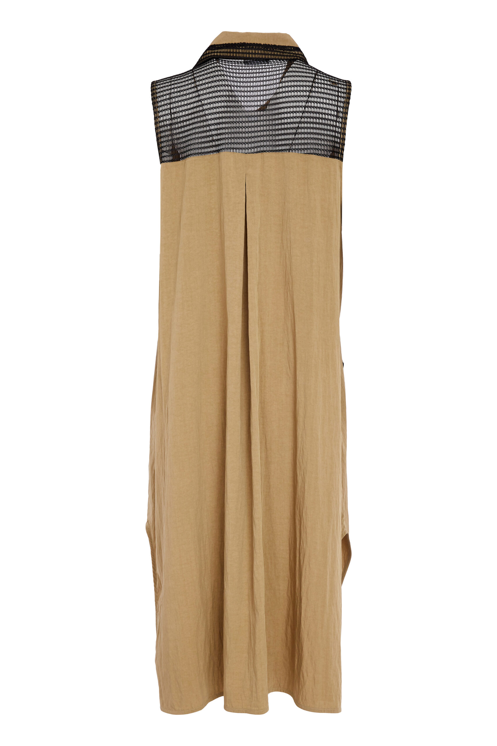 Naya Zipped Longline Coat In Tan And Black - Image 3