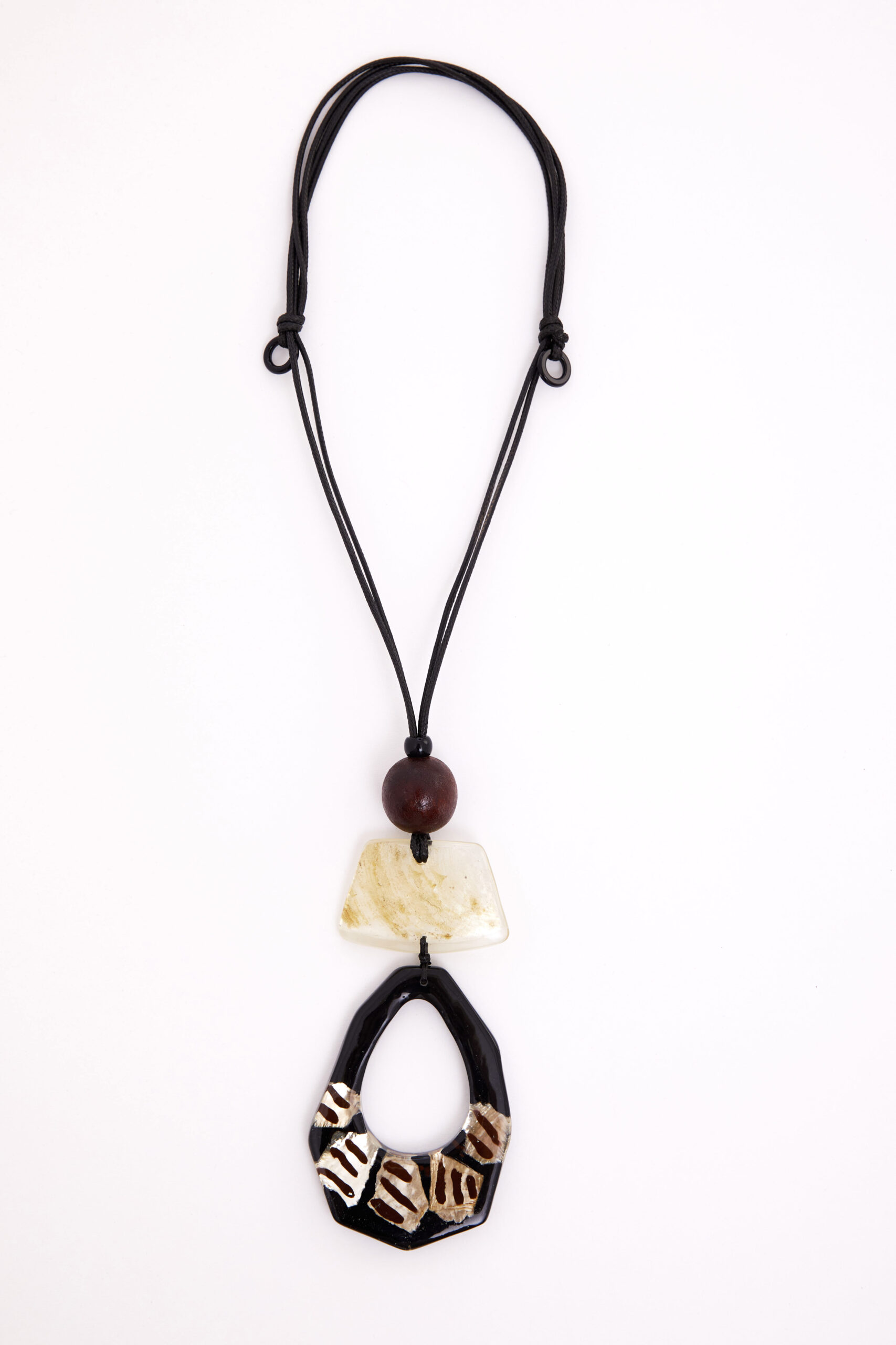 Naya Necklace With Frosted Oval Cut Stone In Black - Image 2