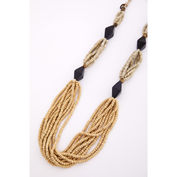 Naya Multi Bead Necklace With Black Hexagons