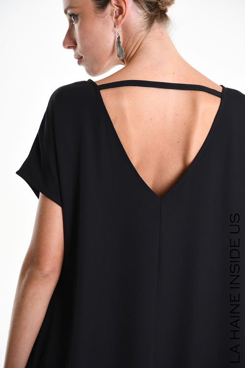 La Haine Black Dress with Side Ruching - Image 9