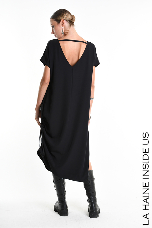 La Haine Black Dress with Side Ruching - Image 8