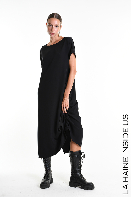 La Haine Black Dress with Side Ruching - Image 7