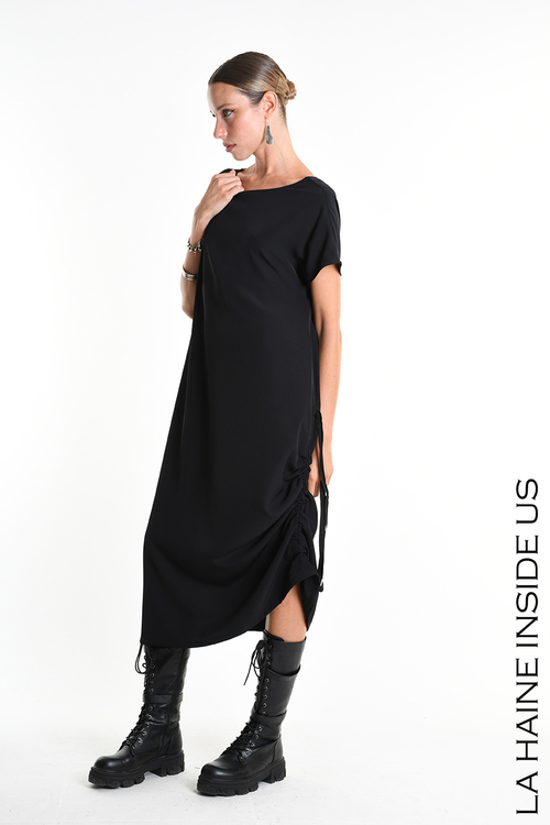 La Haine Black Dress with Side Ruching - Image 4