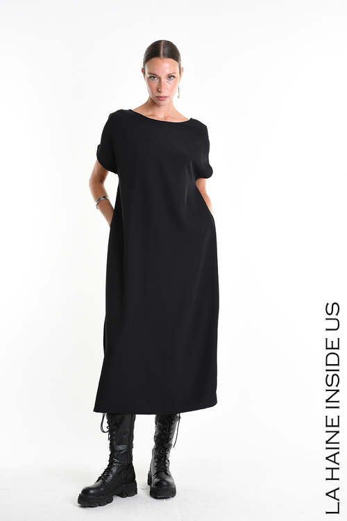 La Haine Black Dress with Side Ruching - Image 3