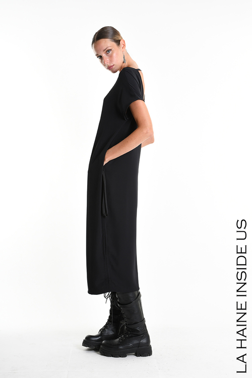 La Haine Black Dress with Side Ruching - Image 2