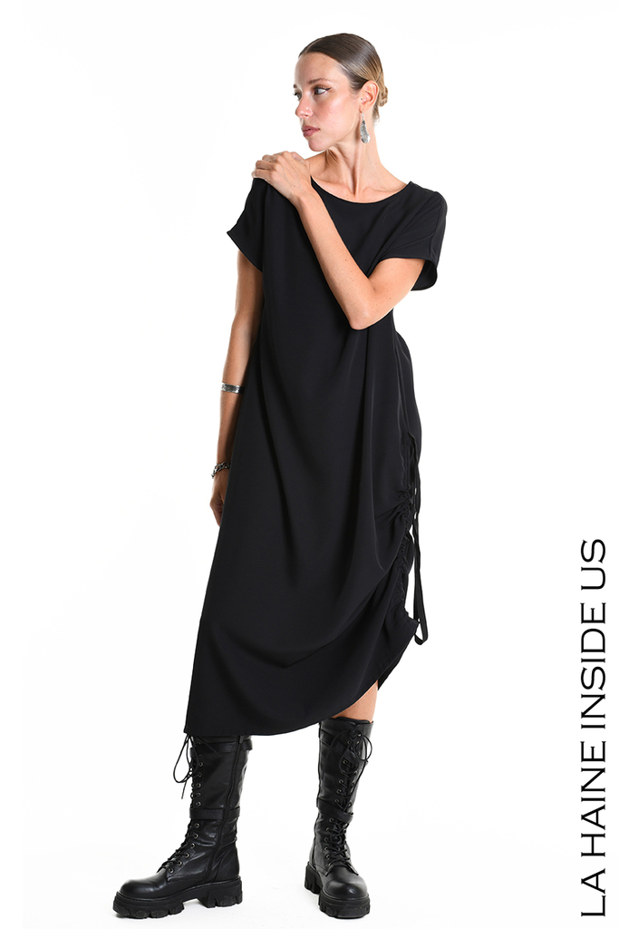 La Haine Black Dress with Side Ruching - Image 11