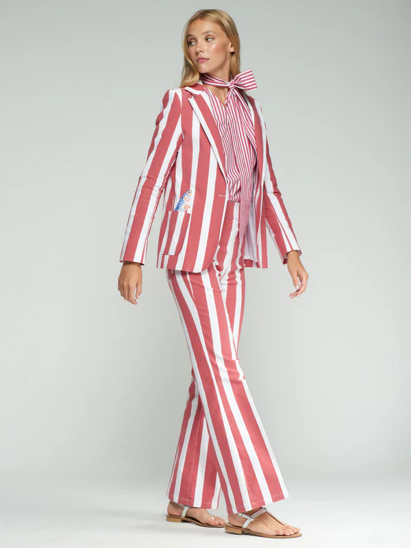 Vilagallo Red And White Striped Jacket With Fish Motif - Image 3