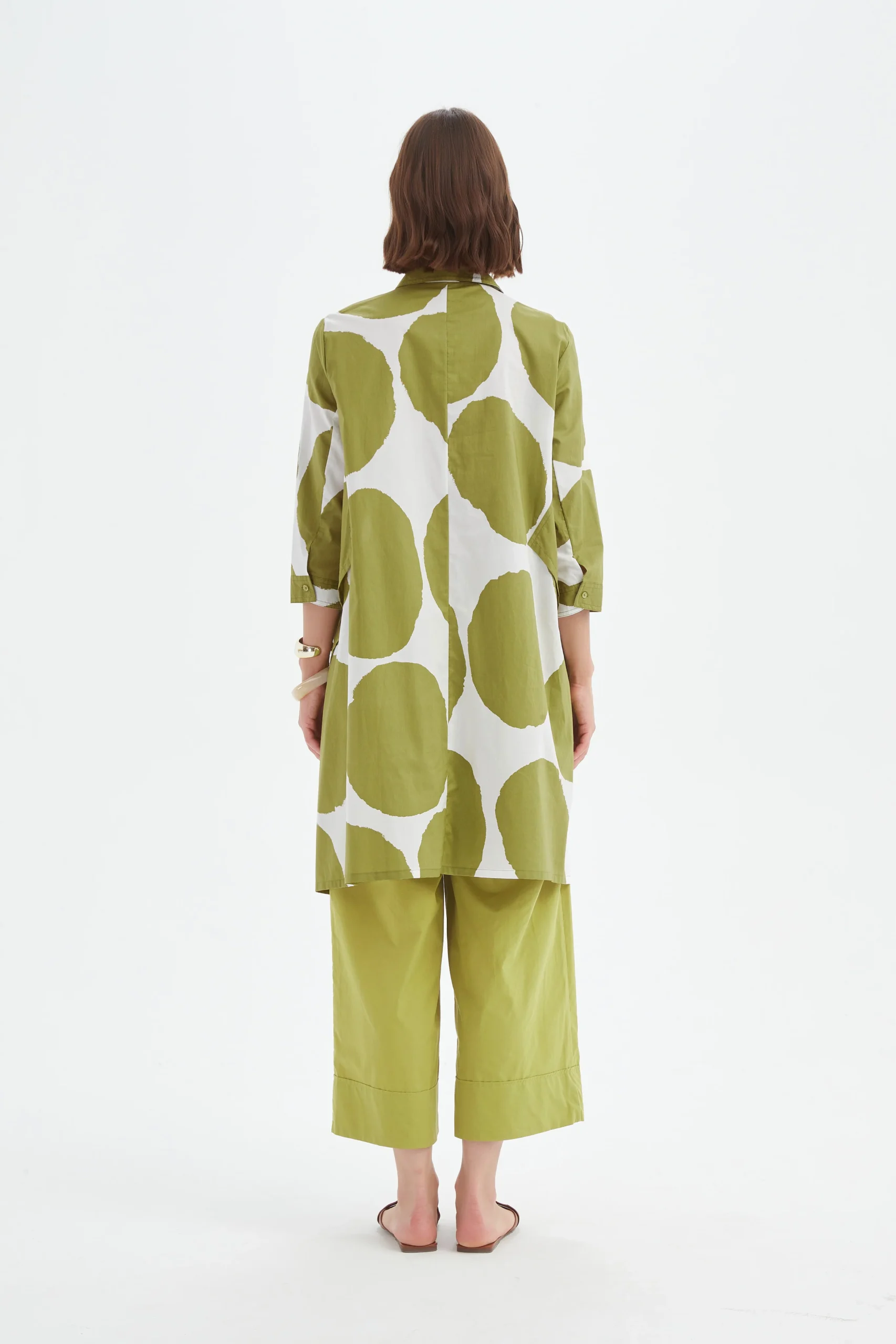 Tirelli Handkerchief Hem Shirt In Chartreuse And White Spot - Image 5