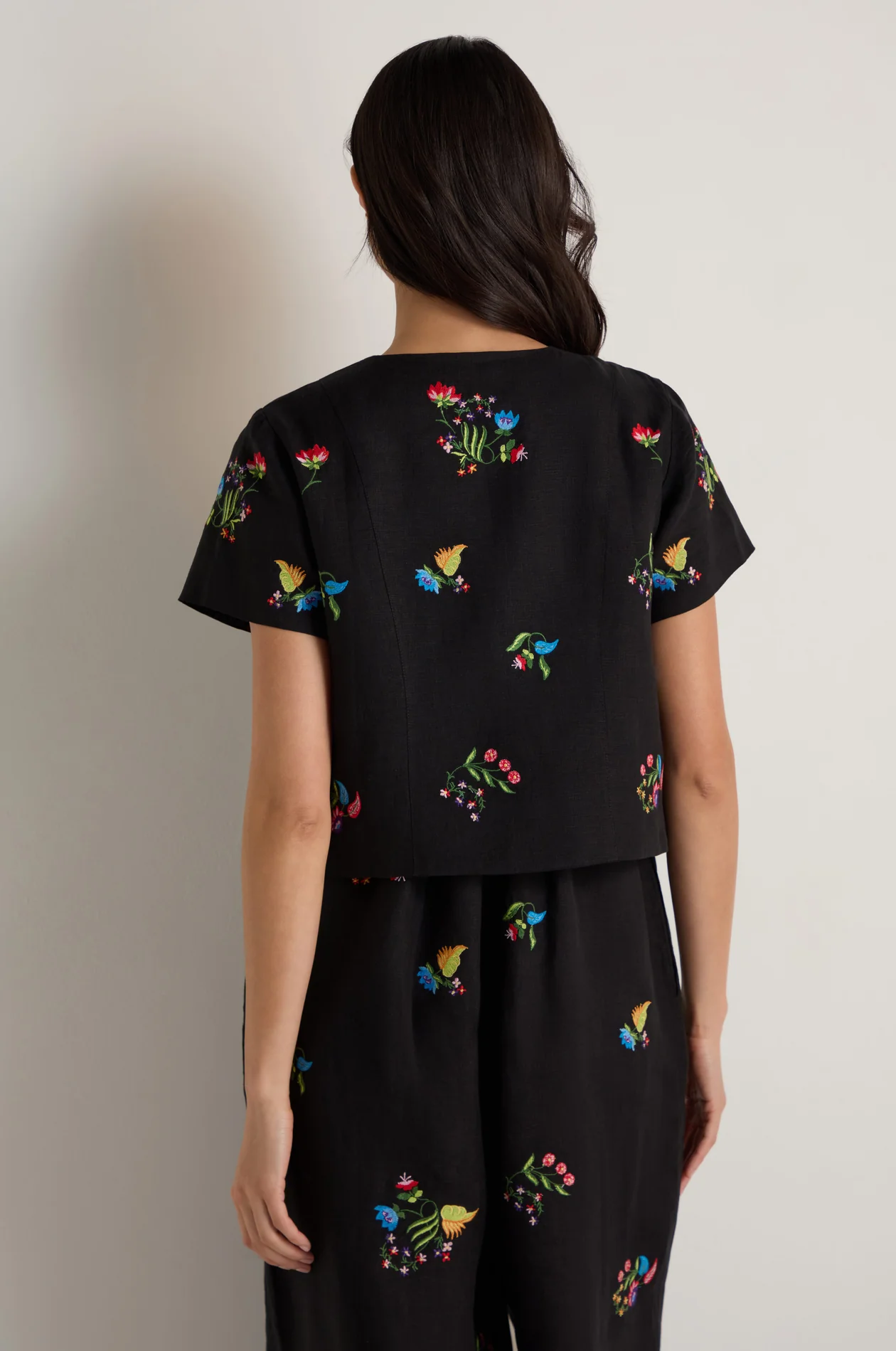 Sahara Vintage Floral Embroidery Jacket In Black Multi - Image 4