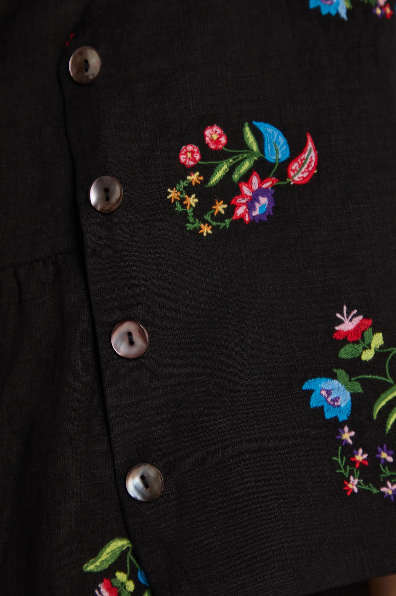 Sahara Vintage Floral Embroidery Jacket In Black Multi - Image 5